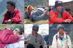 
Our crew: Tibetan guide Tashi, Ram, Purna, Nepalese guide Kumar, Rajin, and Phurba.
